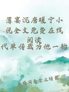 薄宴沉唐暖宁小说全文免费在线阅读